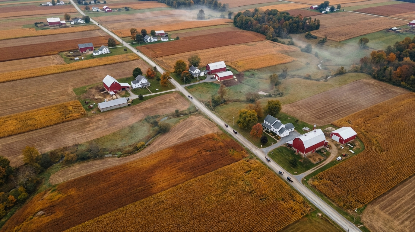 Pennsylvania countryside near Amish furniture shopping regions.